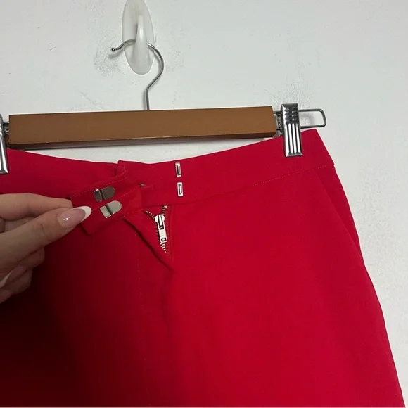 NEW Revolve NBD Kalila Split Hem Ankle Trouser Pants Red High Rise Size XS NWT